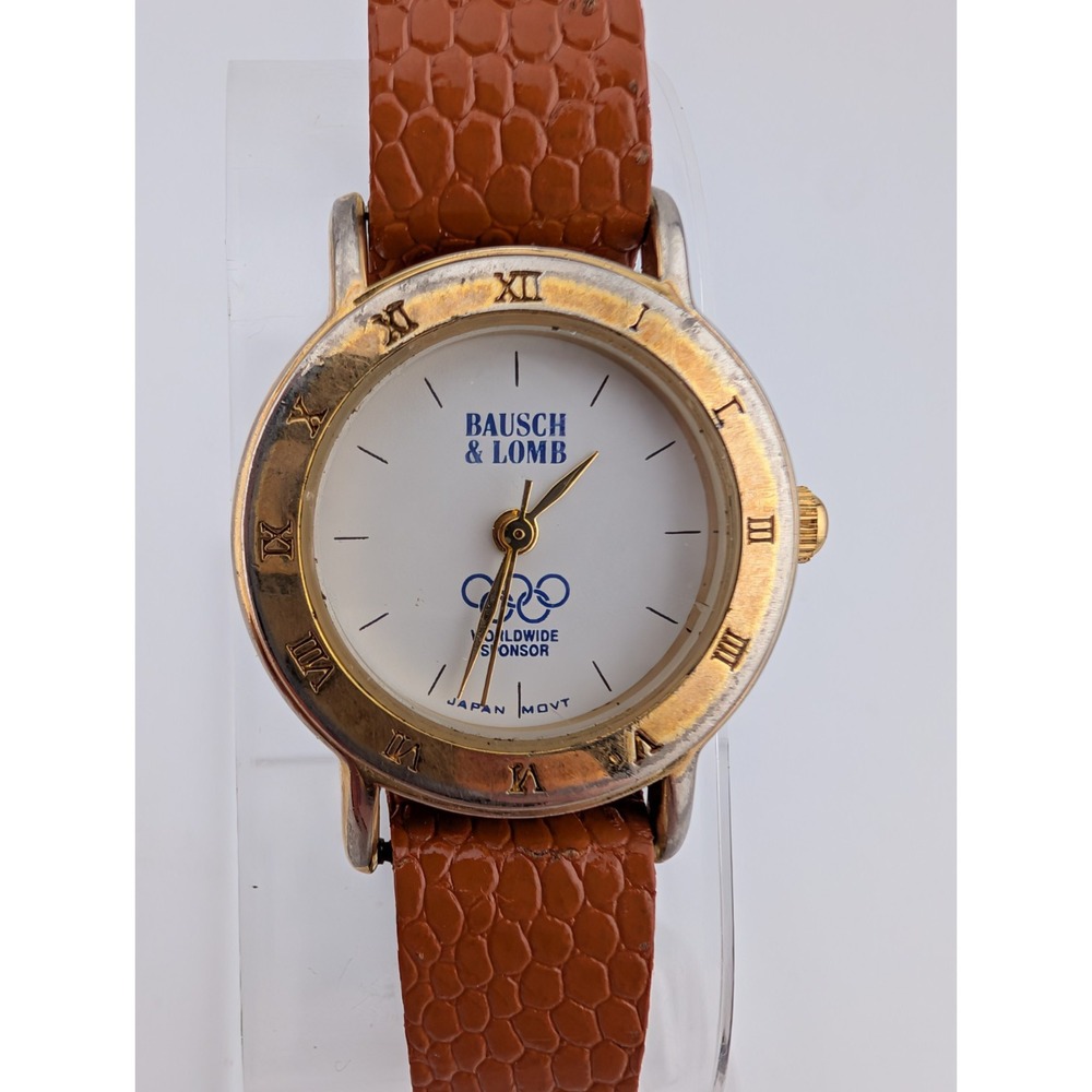 Vintage Bausch & Lomb Olympic Sponsor Watch Women Leather Band- New Battery‎